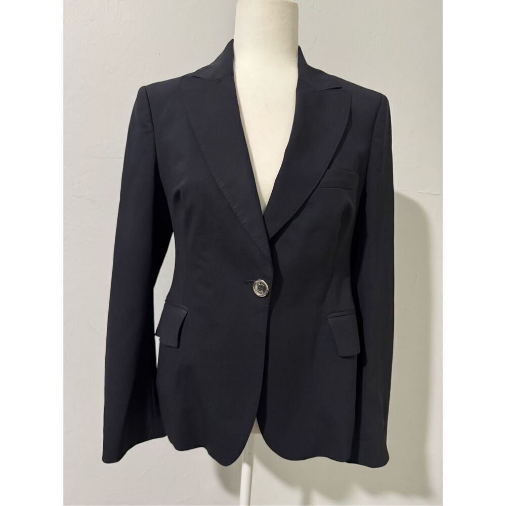 Burberry London Bromwell blue blazer jacket wool blend silver button 8